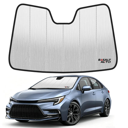BasaltAuto front packaging showing Corolla-specific visor and storage bag for easy identification