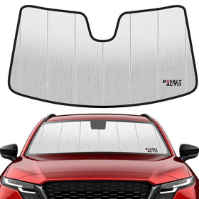 BasaltAuto front view installed on CX-5 showing full windshield coverage and UV reduction