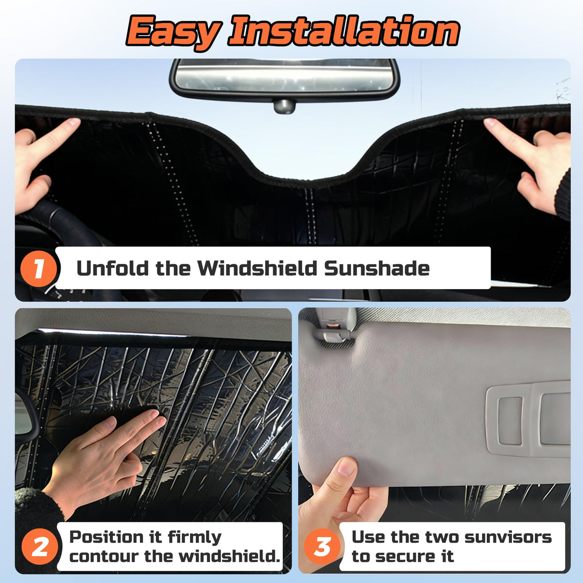 BasaltAuto shade held by hand to show scale and easy daily handling