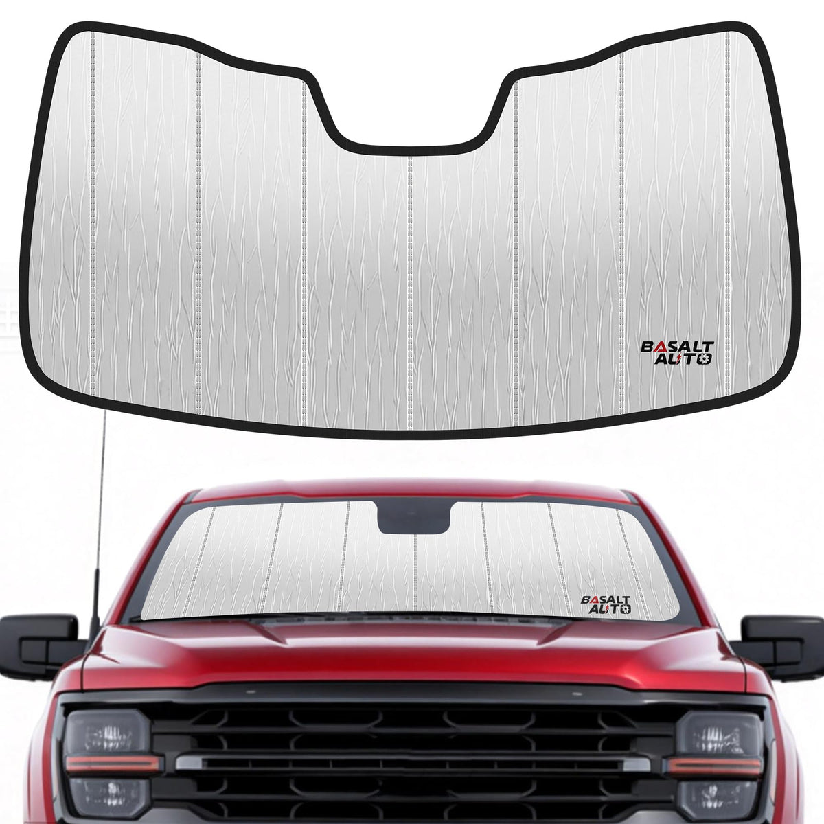 BasaltAuto front view showing full windshield coverage and cooler cabin benefit