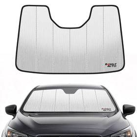 BasaltAuto front packaging showing custom-fit Crosstrek shade and storage bag benefits