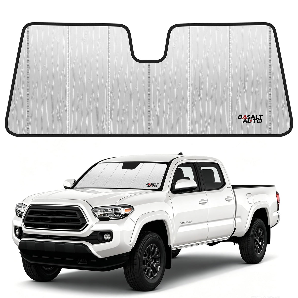BasaltAuto front view showing tailored Tacoma fit and coverage benefit