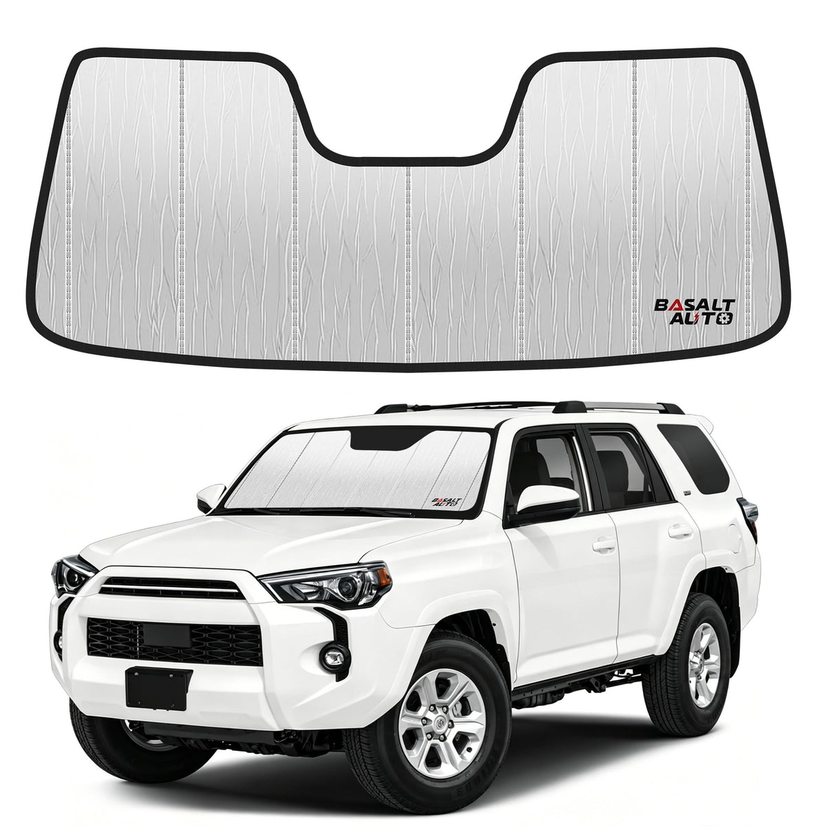 BasaltAuto front view showing precision fit in Toyota 4Runner windshield and full coverage benefit