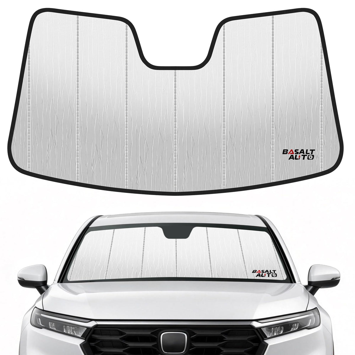 BasaltAuto front view showing precise windshield fit and full coverage benefit