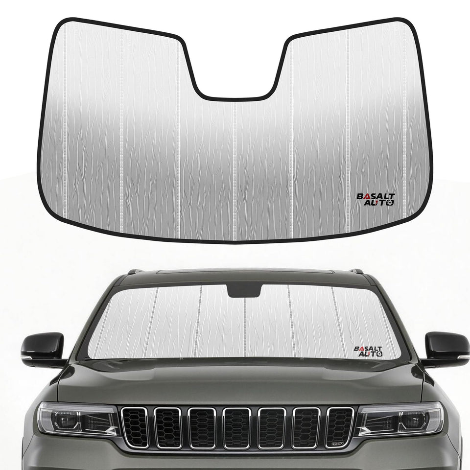 BasaltAuto front view showing perfect Grand Cherokee windshield fit and full coverage