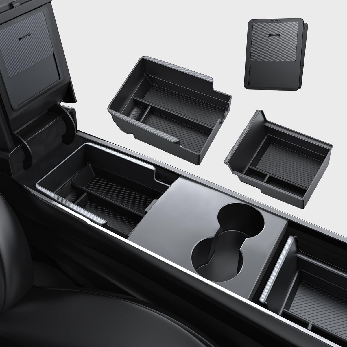 BASENOR front tray view showing neat organization and easy access
