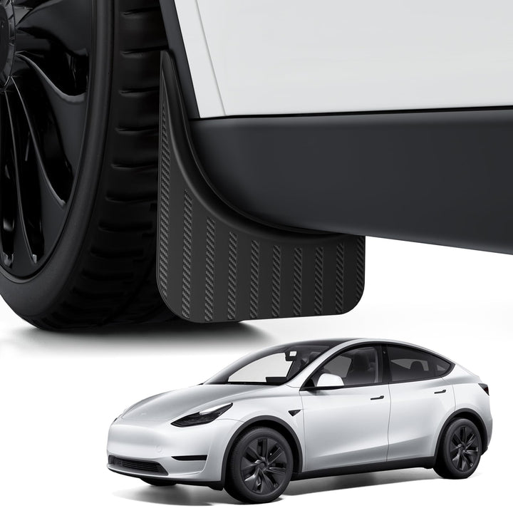 BASENOR front packaging showing Model Y mud flaps and included hardware for easy installation