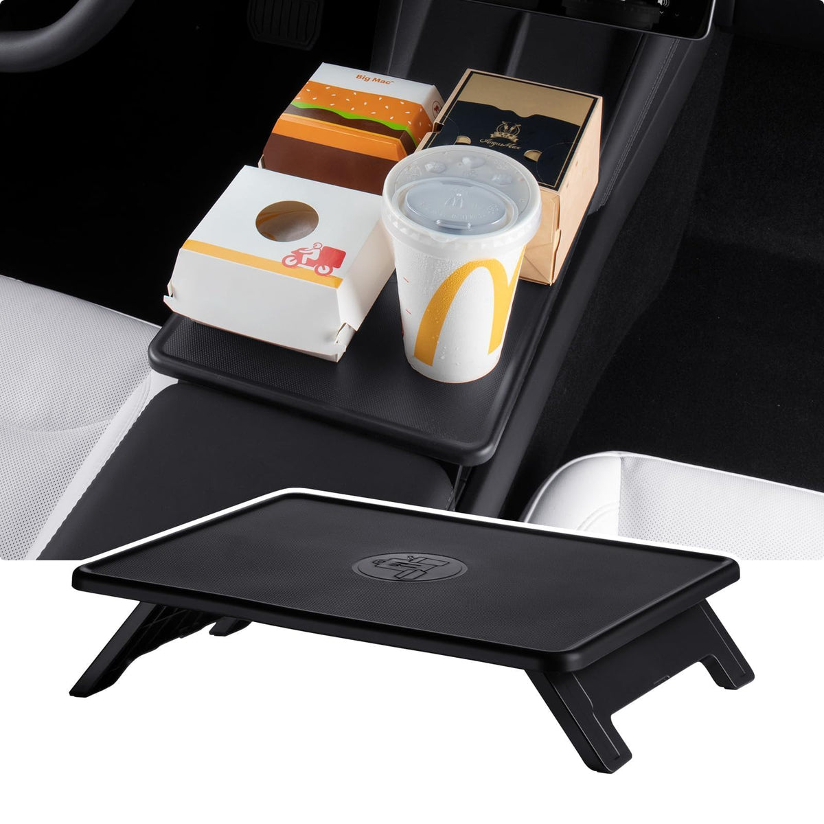 BASENOR front view console tray showing fit and clean finish, improves cabin utility