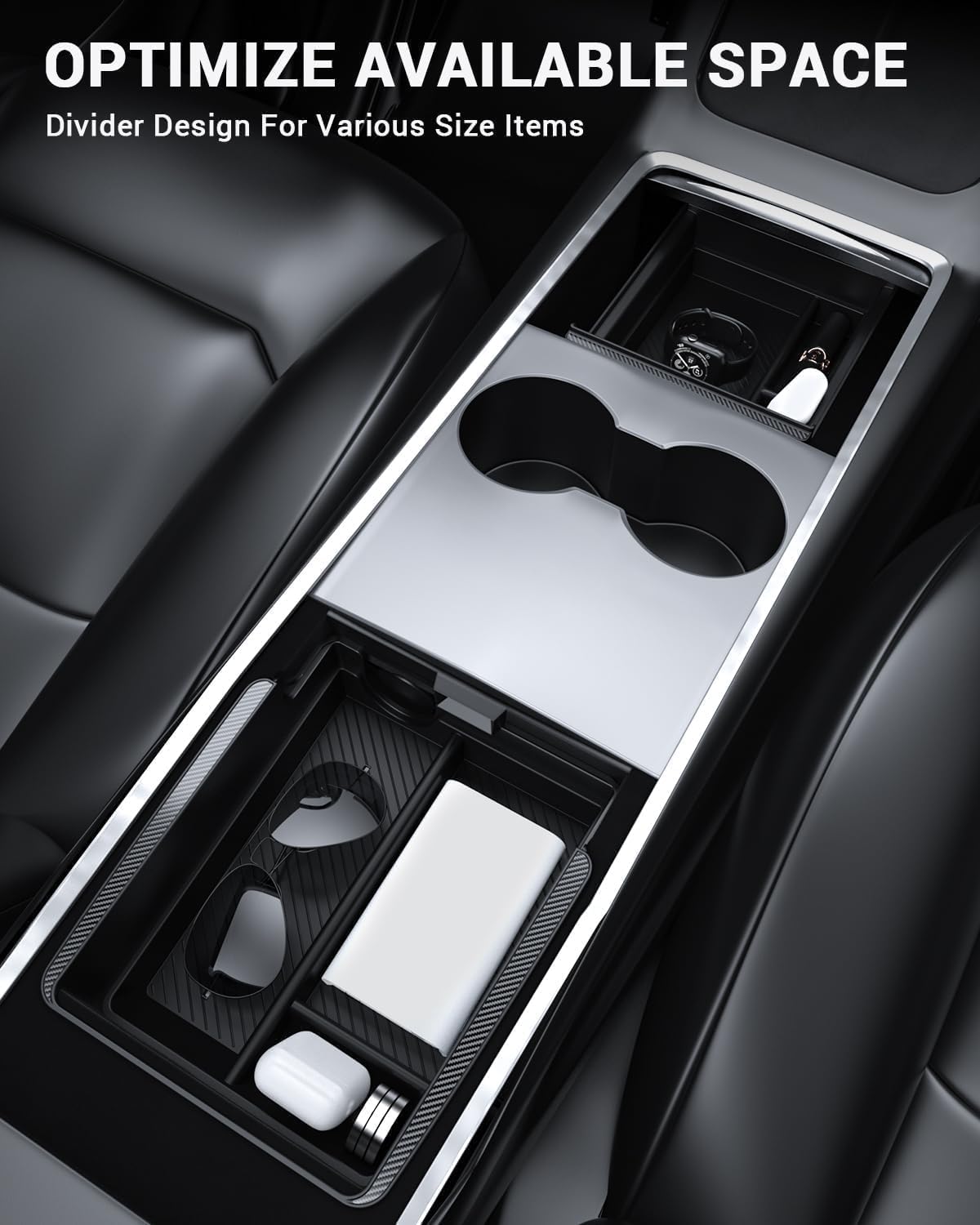 BASENOR hidden armrest insert installed offering concealed storage