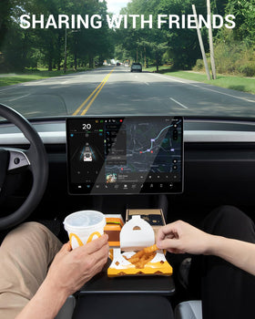 BASENOR lifestyle parked at drive-thru, convenient dining in your Tesla