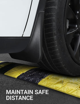 BASENOR mud flaps on Model Y in rain showing road spray protection benefit