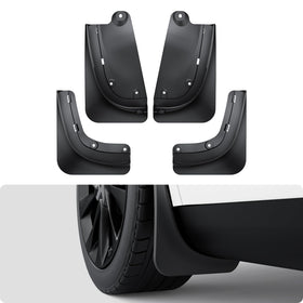 BASENOR front mud flap on Model Y Juniper showing clean OEM fit and protection