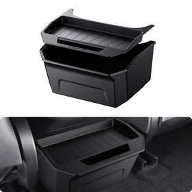 BASENOR front view of Model 3 rear console organizer showing neat storage benefits
