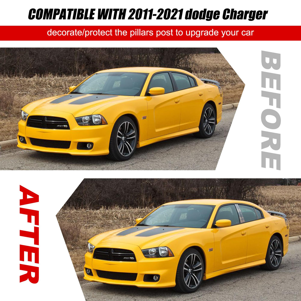 BASIKER lifestyle shot of a Charger parked to showcase upgraded curb appeal
