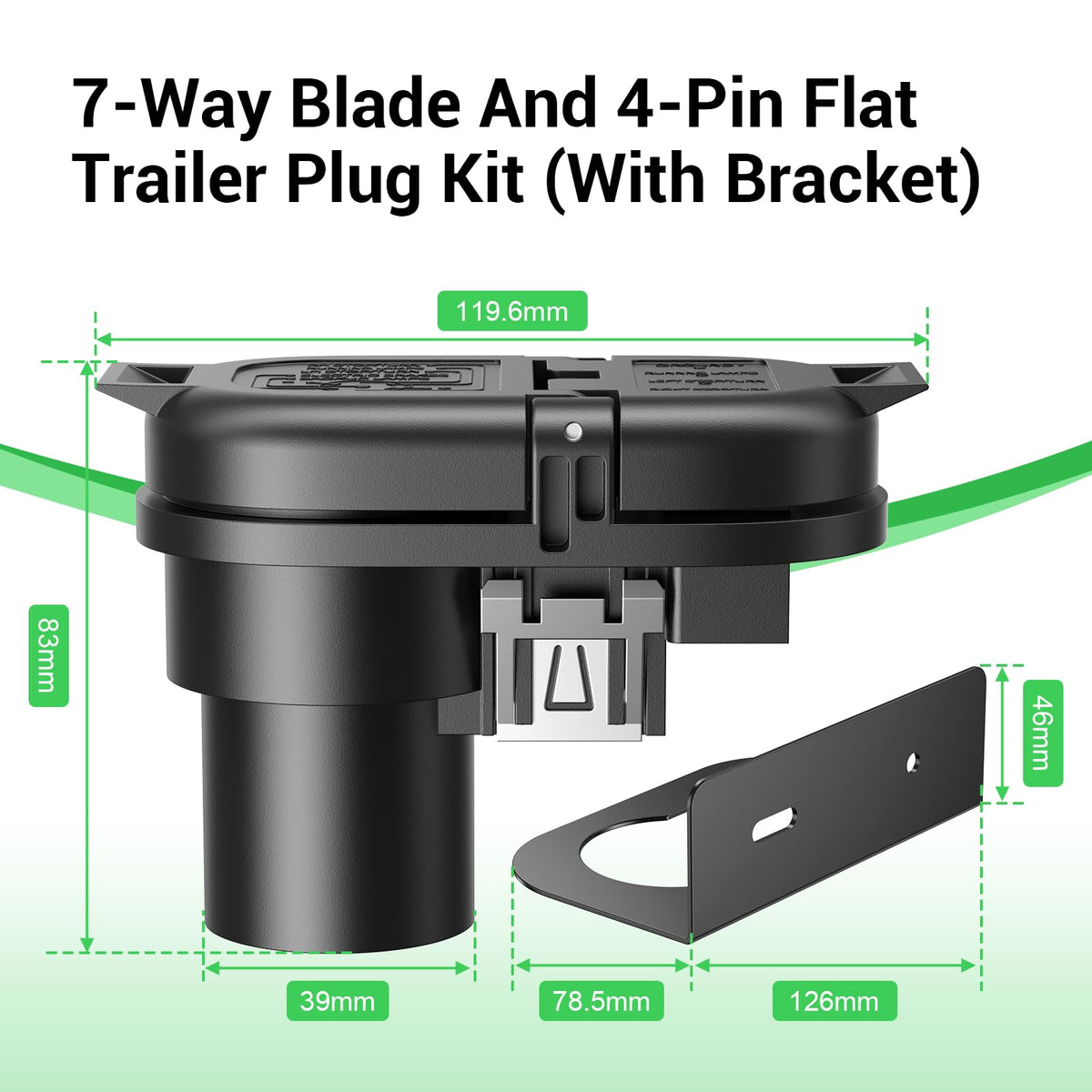 Bateria Power 4-way flat plug angle illustrating easy trailer connection and reliable signaling