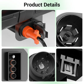 Bateria Power 7-way round socket open view for RV functions and auxiliary power access