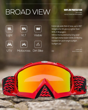 BATFOX goggles worn by rider on dirt bike demonstrating dust protection benefit