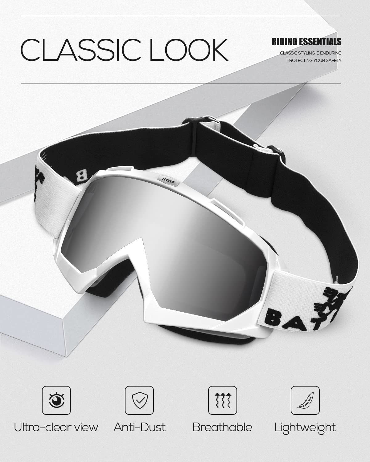 BATFOX close-up of polycarbonate lens, showing impact-resistant clarity
