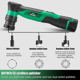 BATOCA S5 eccentric shaft close-up showing orbital action for fast coverage