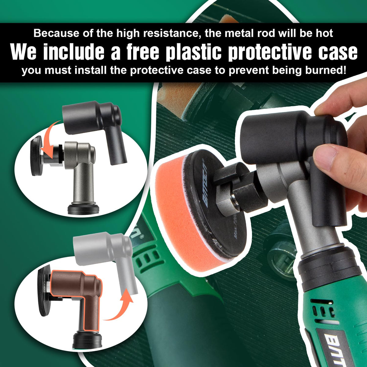 BATOCA S6 protective plastic covers over metal rod demonstrating burn-prevention