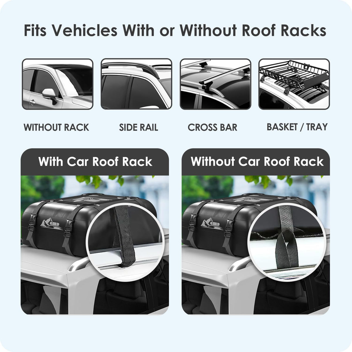 BATSUVCER rooftop bag filled with luggage maximizing cargo space