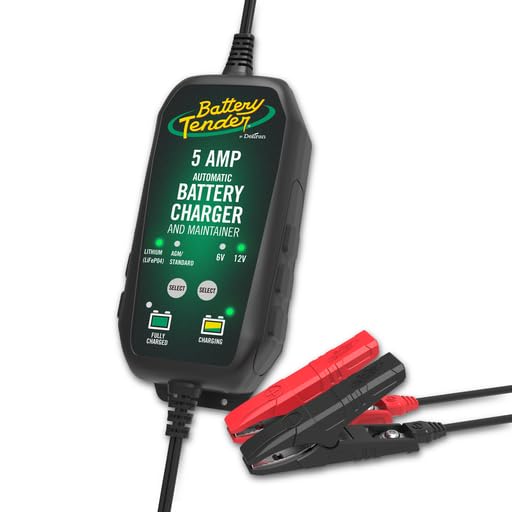 Battery Tender close-up LED status lights indicating charging and float modes, easy monitoring