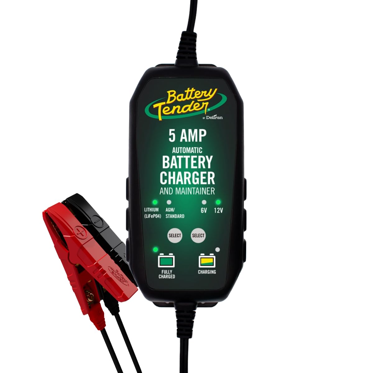 Battery Tender front view compact charger showing casing and ports, reliable maintenance