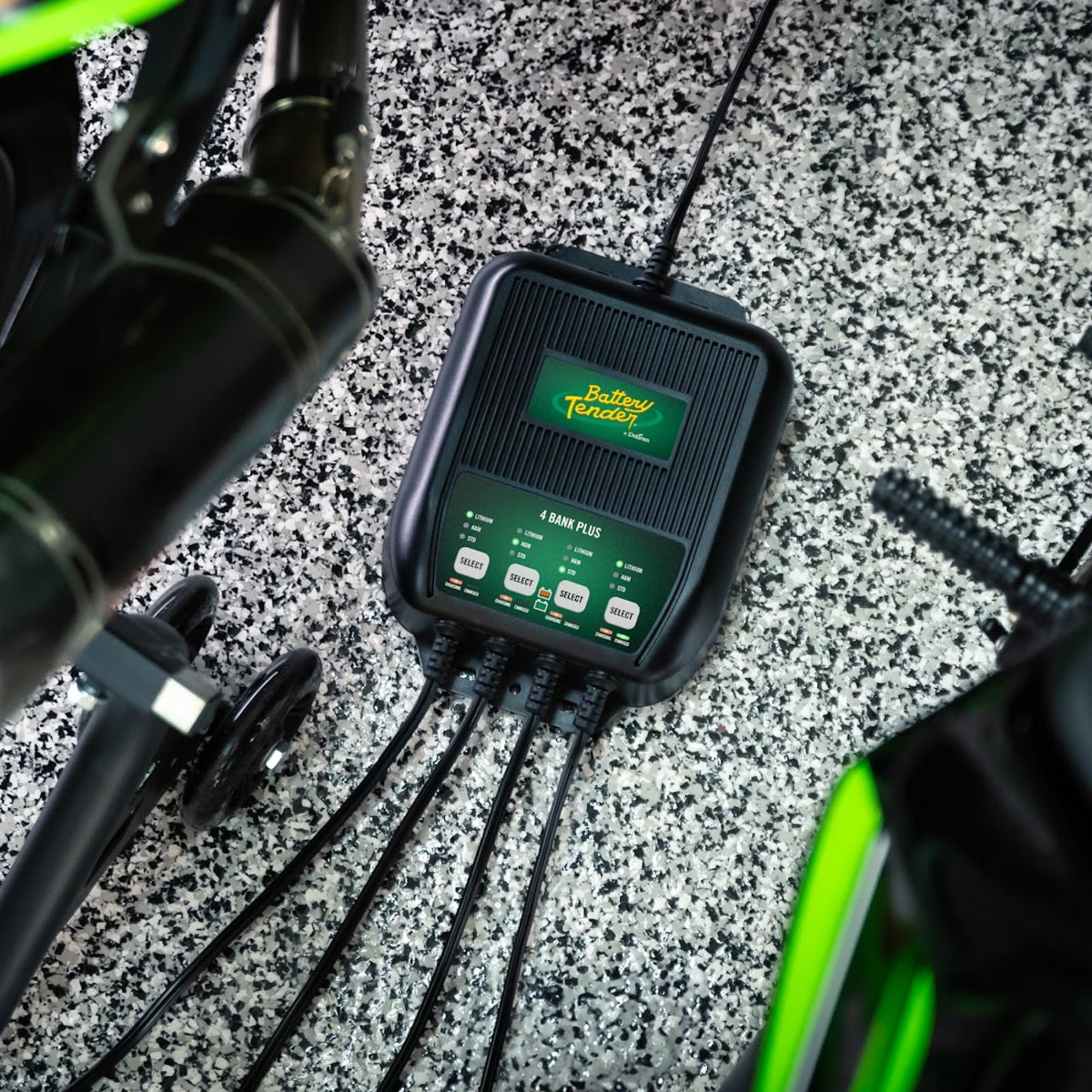 Battery Tender alligator clips and ring terminals included, convenient connection options