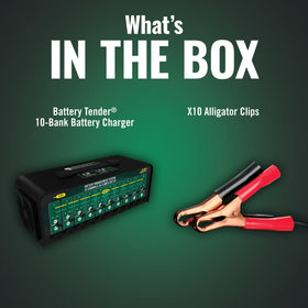 Battery Tender separate alligator clips and leads laid out for quick hookup and convenience