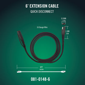 Battery Tender extension cable laid flat to show 6 foot reach advantage