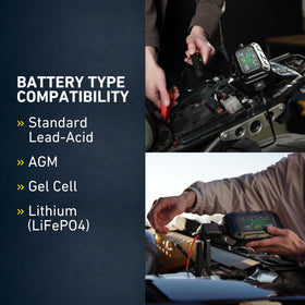 Battery Tender connected to car battery demonstrating jump-start capability