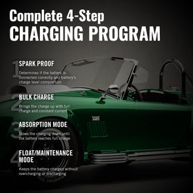 Battery Tender charging a motorcycle battery illustrating simultaneous multi-battery maintenance