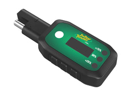Battery Tender close-up of LCD displaying precise voltage with clear numeric readout