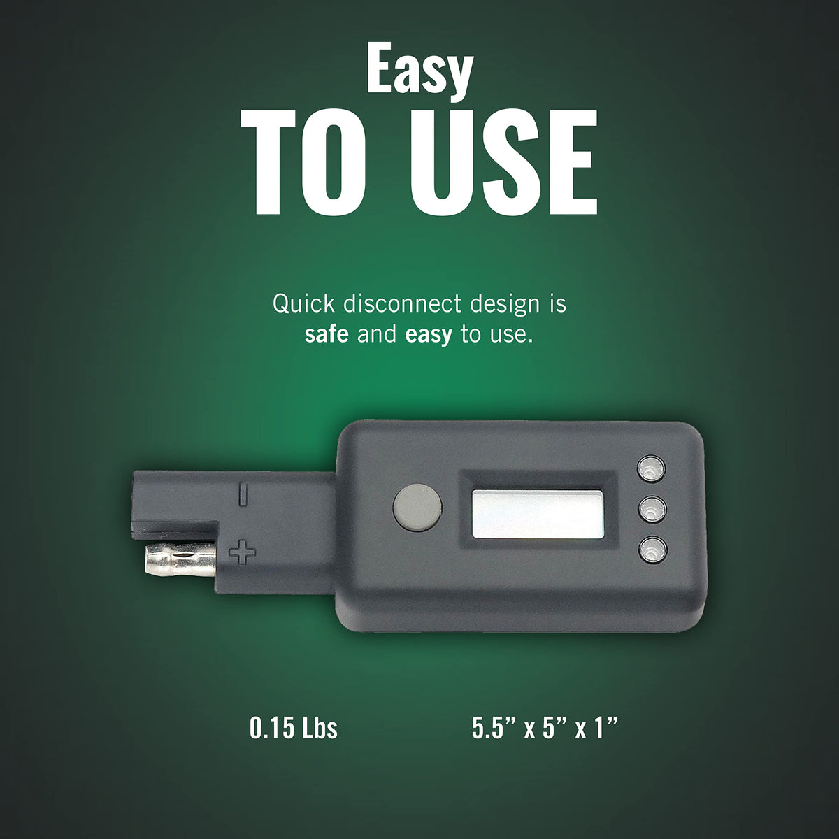 Battery Tender connected to quick-disconnect harness demonstrating tool-free installation