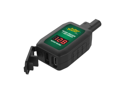 Battery Tender front view showing LCD and USB ports for easy monitoring and charging