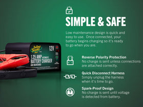 Battery Tender connected to a car battery showing safe maintenance benefit while parked