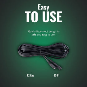 Battery Tender extension routed from charger to car trunk showing tidy cable management benefit
