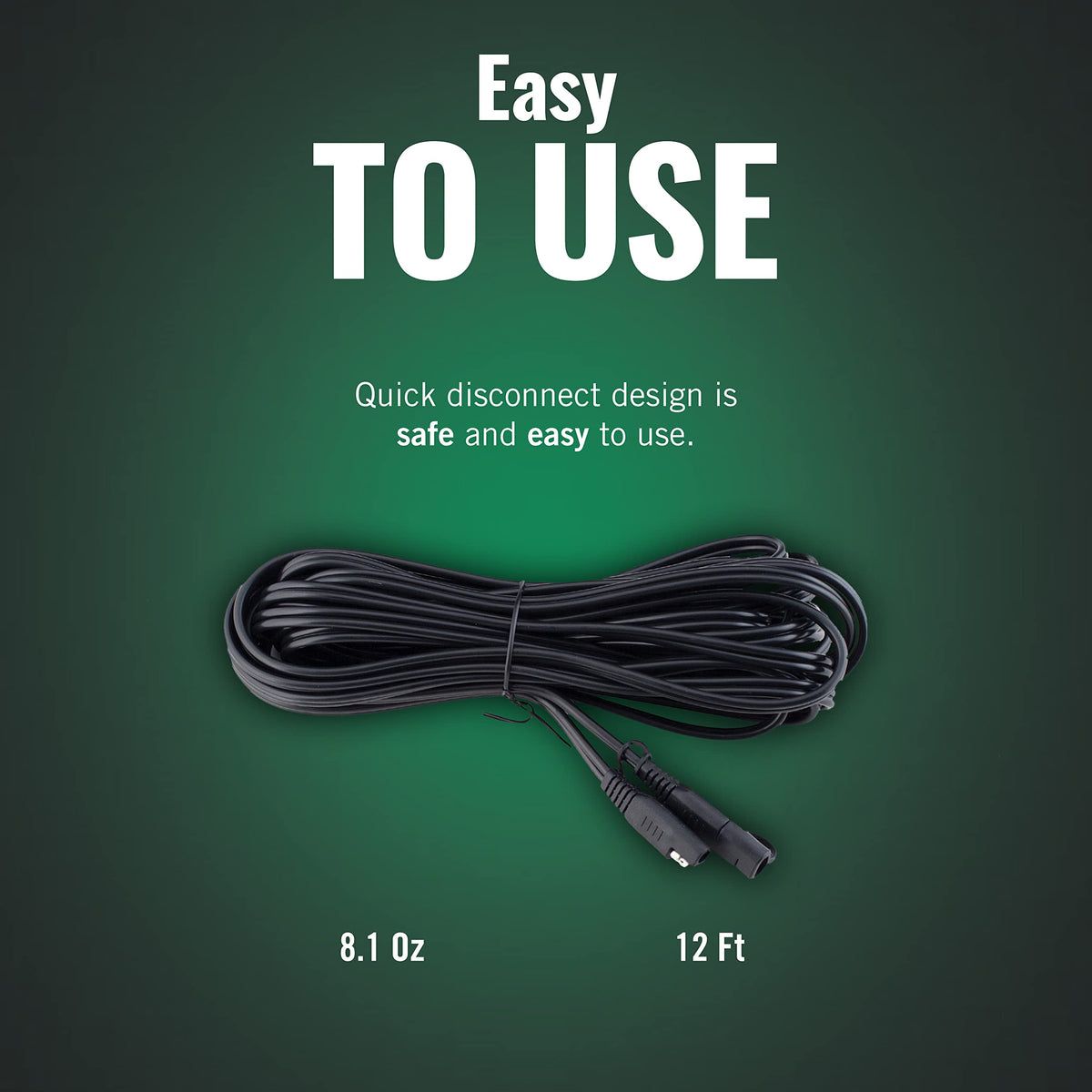 Battery Tender cable connected to motorcycle battery showing easier charger placement