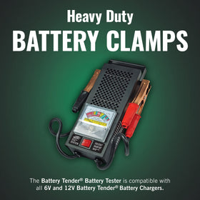 Battery Tender in use on a car battery to check starter draw and battery health
