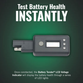 Battery Tender LED indicator detail with green yellow red lights for instant battery status