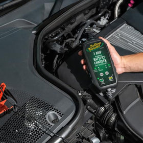 Battery Tender LED status close-up showing clear charge indication for easy monitoring
