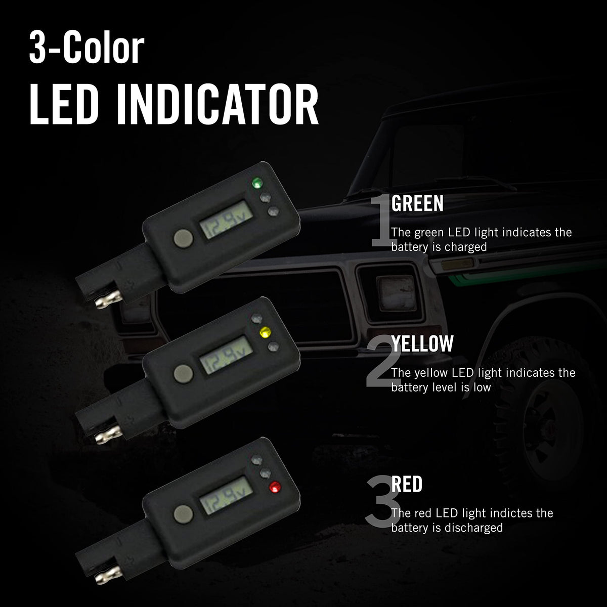 Battery Tender mounted on motorcycle battery illustrating convenient in-vehicle placement