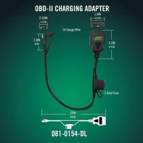 Battery Tender 22-inch cable extended to show length and flexible routing benefit