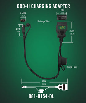Battery Tender OBDII connector molding close-up highlighting durable construction