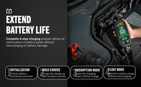 Battery Tender packaging and manual highlighting included accessories and warranty
