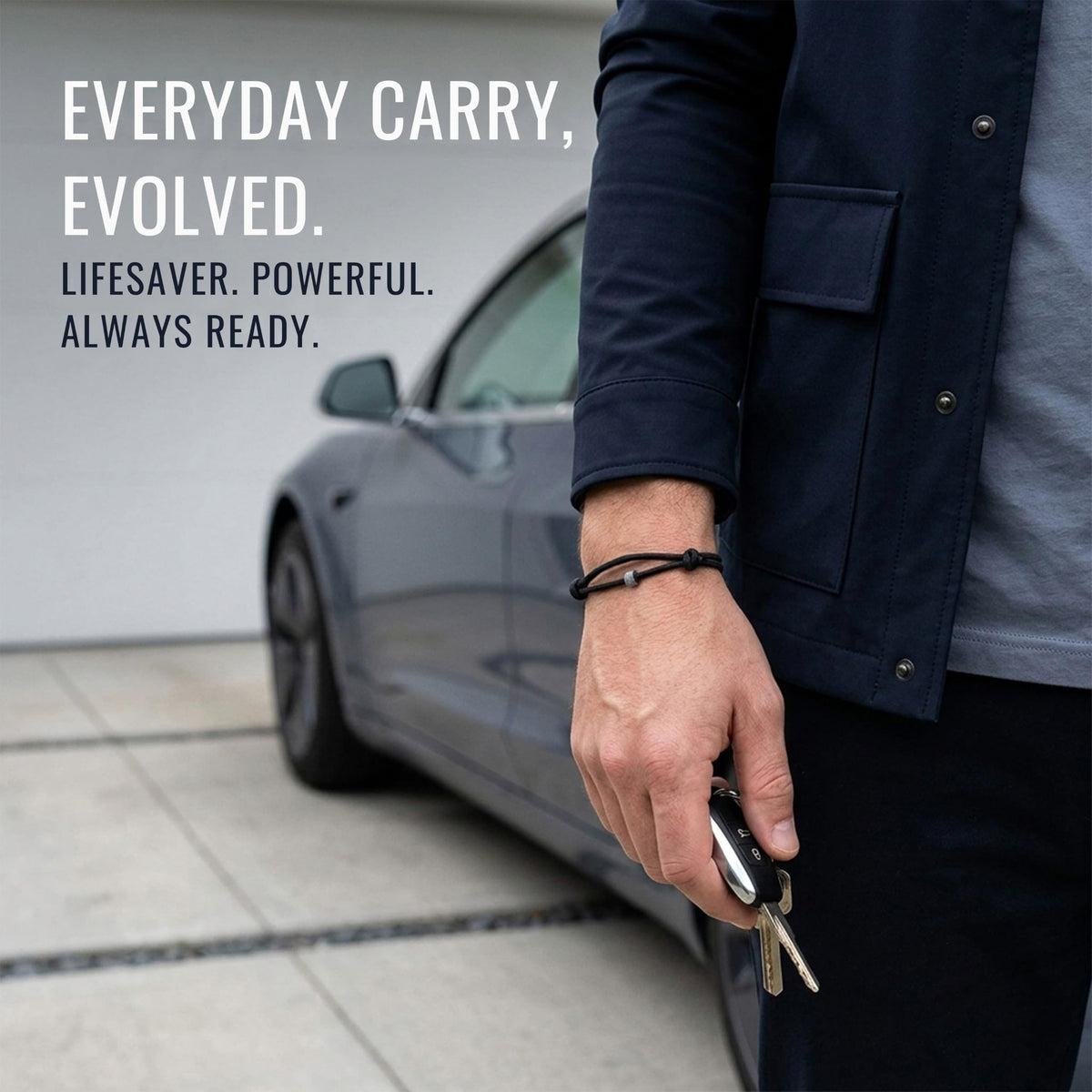 BATTLBOX bracelet in pocket scale image illustrating easy portability and discreet carry