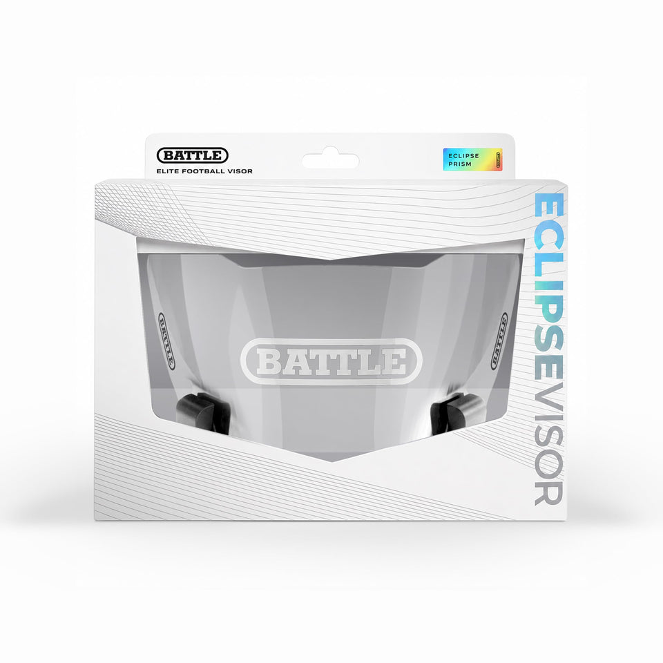Battle Eclipse clear visor front view showing full field visibility and professional fit