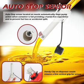 Baudelio nozzle and auto-stop sensor detail, reduces overflow risk