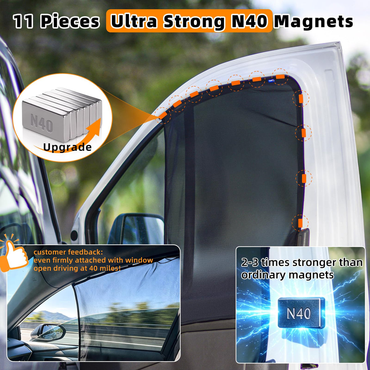Bayan installed in camper van while driving demonstrating visible-outside view