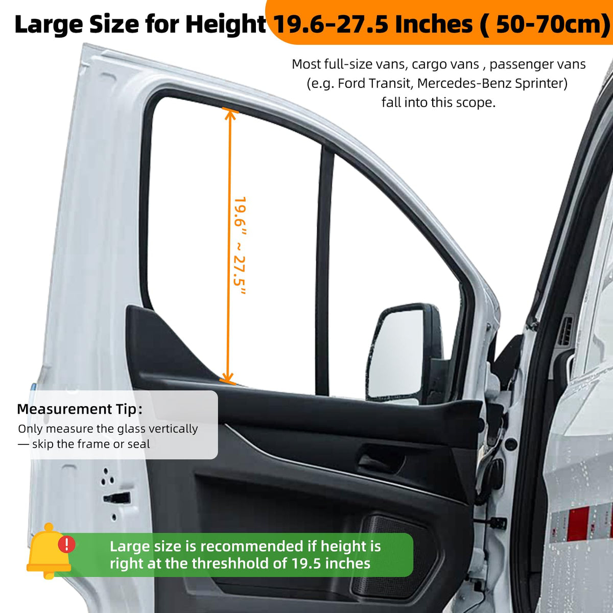 Bayan next to ruler showing fit for 55–75 cm window heights